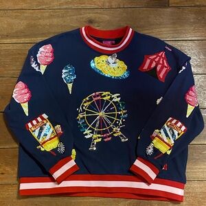 QUEEN OF SPARKLES Navy Sweatshirt with Colorful Carnival Design